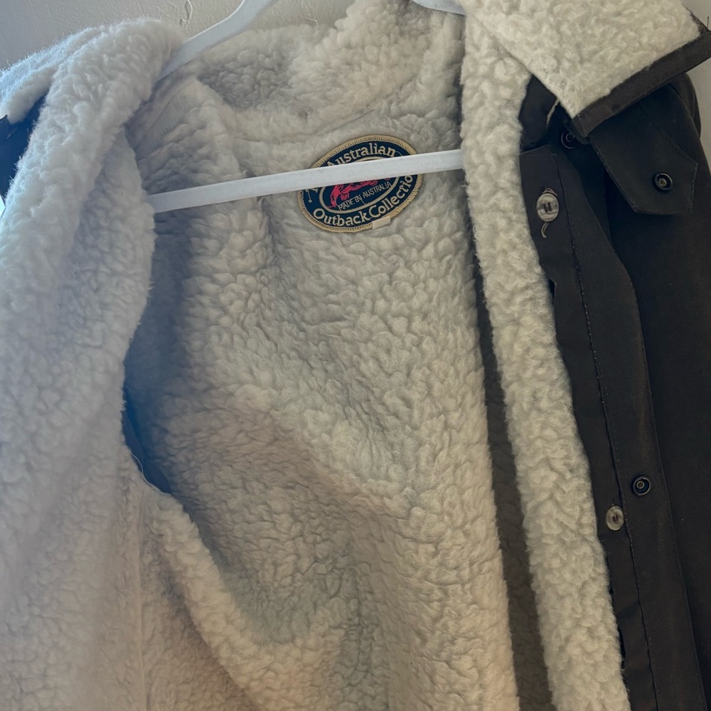 Australian Outback Outfitters Oil Skin Duster with Shearling Lining